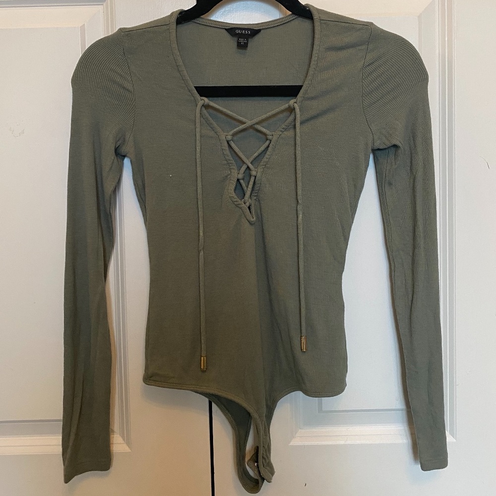 Women's Long Sleeve Army Green Bodysuit, Size XS